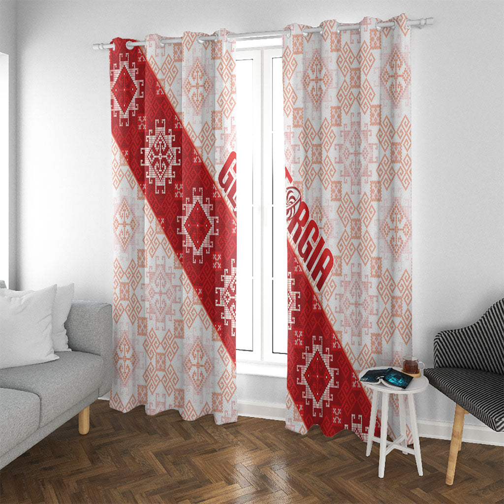 Georgia Rugby 2026 Window Curtain Georgian Folk Pattern