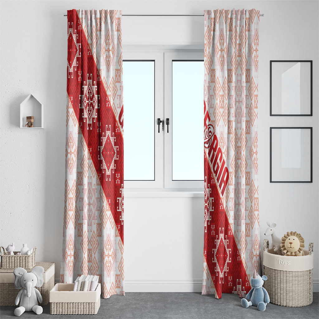 Georgia Rugby 2026 Window Curtain Georgian Folk Pattern