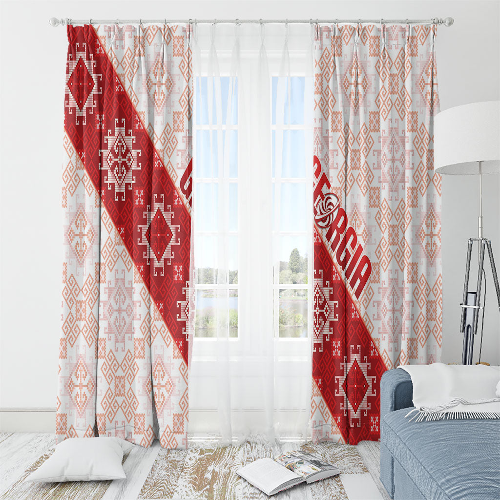 Georgia Rugby 2026 Window Curtain Georgian Folk Pattern