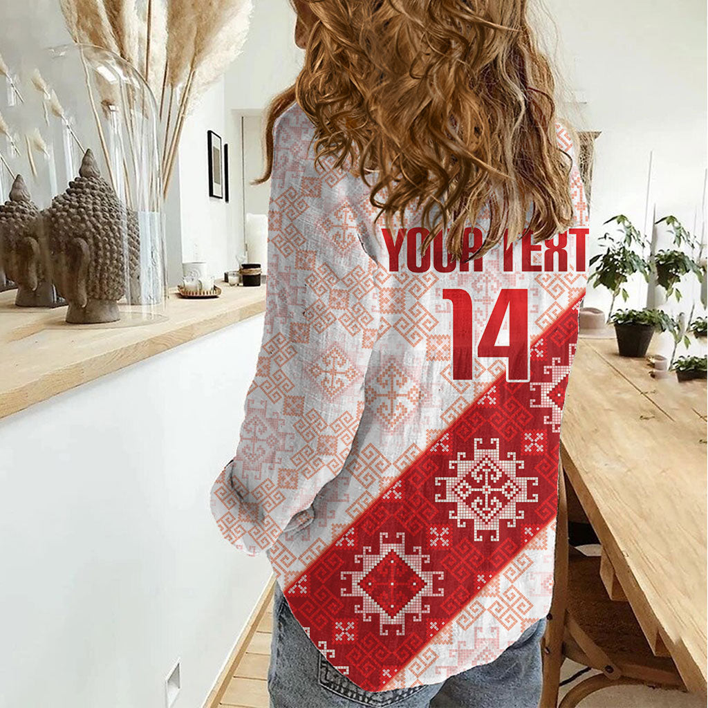 Custom Georgia Rugby 2026 Women Casual Shirt Georgian Folk Pattern