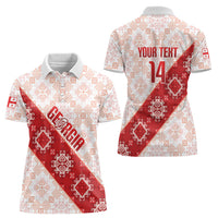 Custom Georgia Rugby 2026 Women Polo Shirt Georgian Folk Pattern