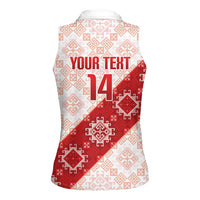 Custom Georgia Rugby 2026 Women Sleeveless Polo Shirt Georgian Folk Pattern