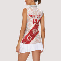 Custom Georgia Rugby 2026 Women Sleeveless Polo Shirt Georgian Folk Pattern