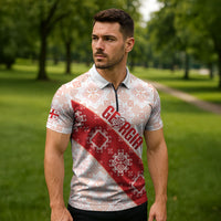 Custom Georgia Rugby 2026 Zipper Polo Shirt Georgian Folk Pattern