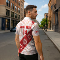 Custom Georgia Rugby 2026 Zipper Polo Shirt Georgian Folk Pattern