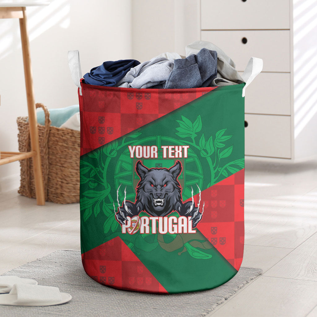 Custom Portugal Rugby 2026 Laundry Basket Os Lobos Wolf Mascot