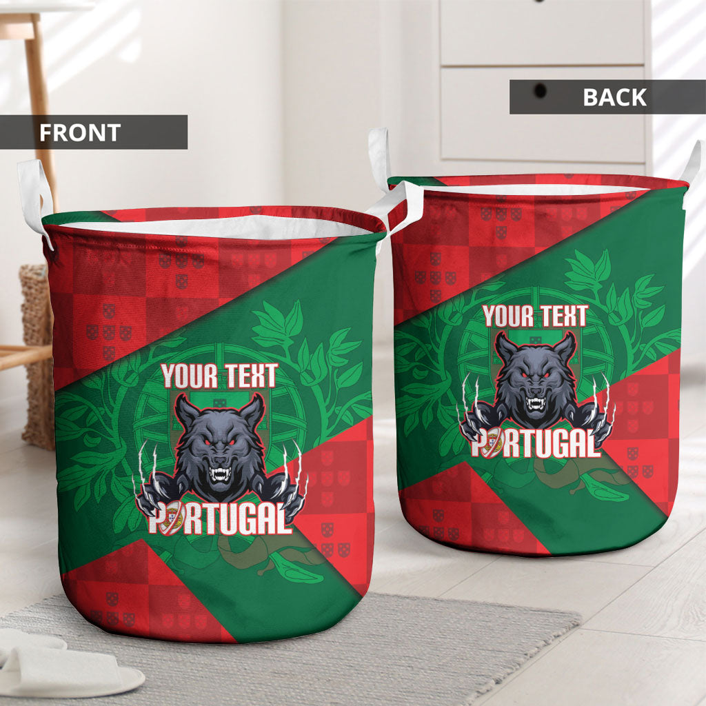 Custom Portugal Rugby 2026 Laundry Basket Os Lobos Wolf Mascot
