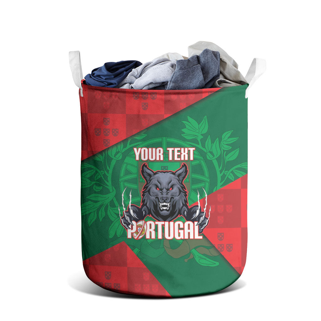 Custom Portugal Rugby 2026 Laundry Basket Os Lobos Wolf Mascot