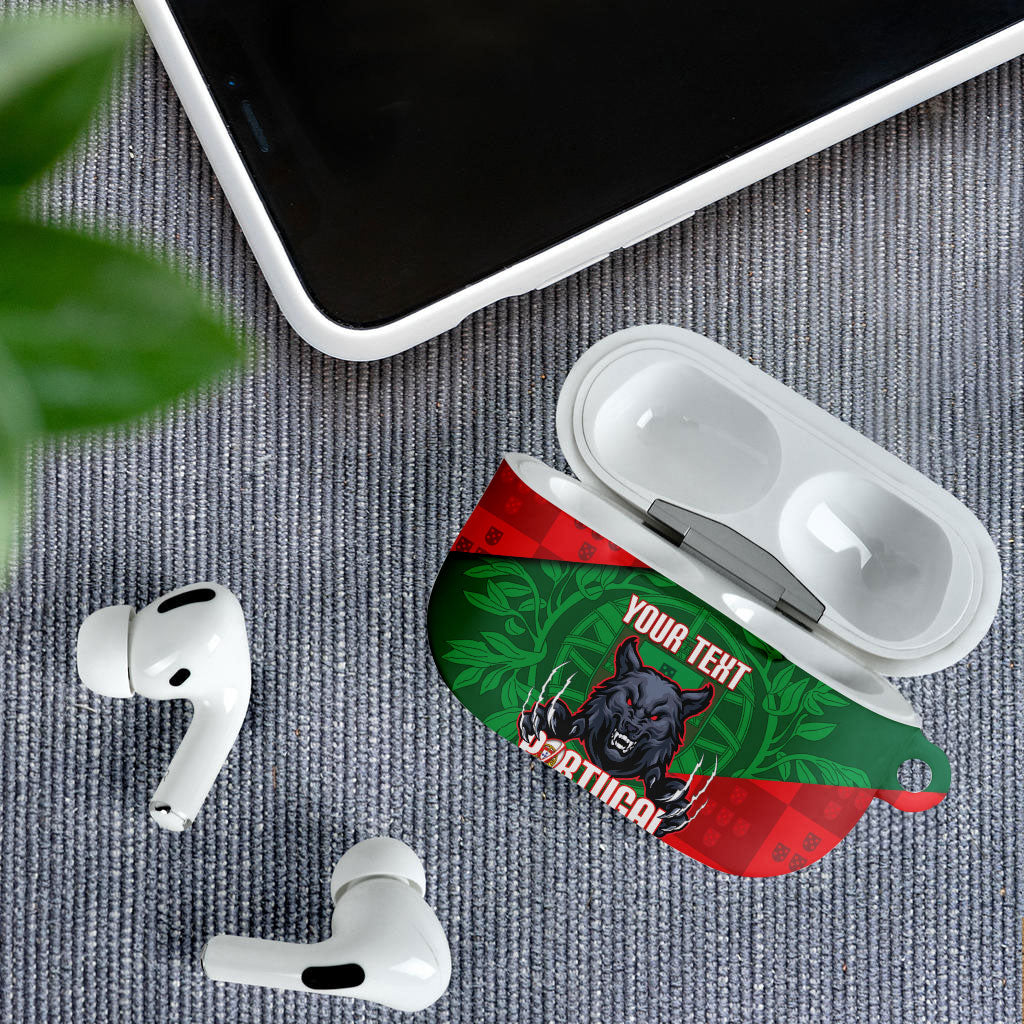 Custom Portugal Rugby 2026 AirPods Case Os Lobos Wolf Mascot