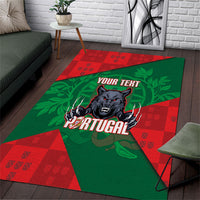 Custom Portugal Rugby 2026 Area Rug Os Lobos Wolf Mascot