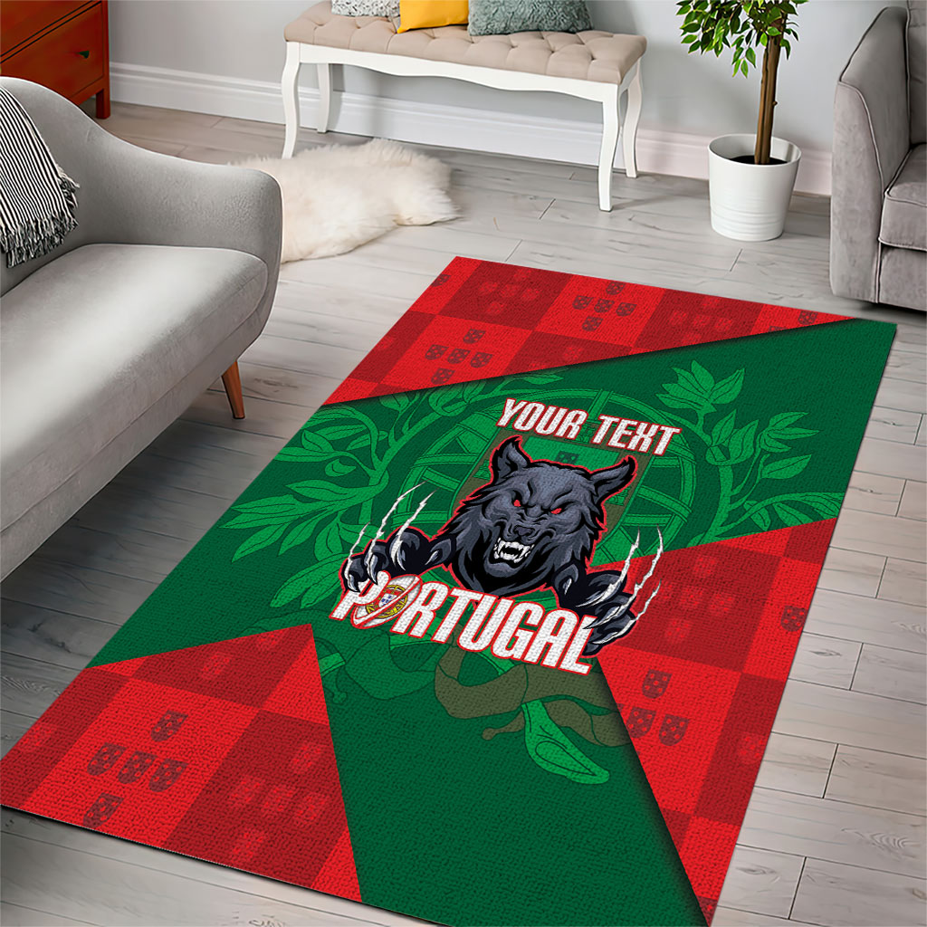 Custom Portugal Rugby 2026 Area Rug Os Lobos Wolf Mascot