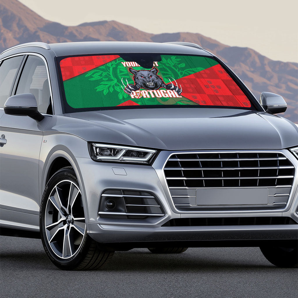 Custom Portugal Rugby 2026 Auto Sun Shade Os Lobos Wolf Mascot