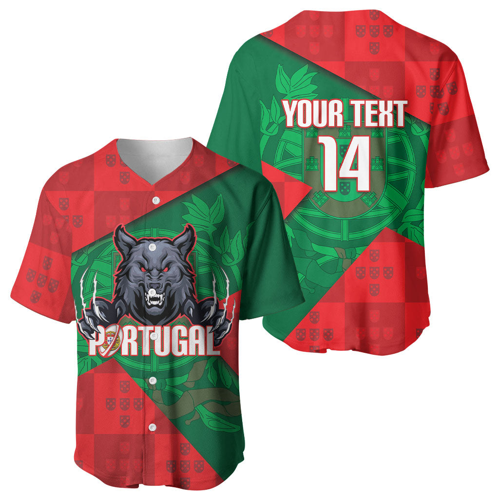 Custom Portugal Rugby 2026 Baseball Jersey Os Lobos Wolf Mascot