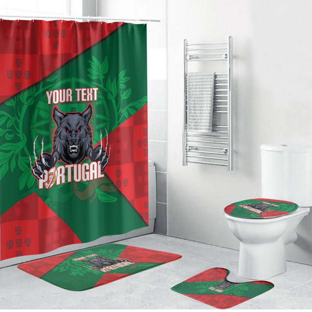 Custom Portugal Rugby 2026 Bathroom Set Os Lobos Wolf Mascot