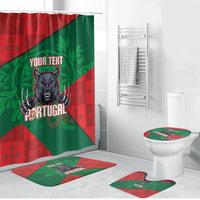 Custom Portugal Rugby 2026 Bathroom Set Os Lobos Wolf Mascot