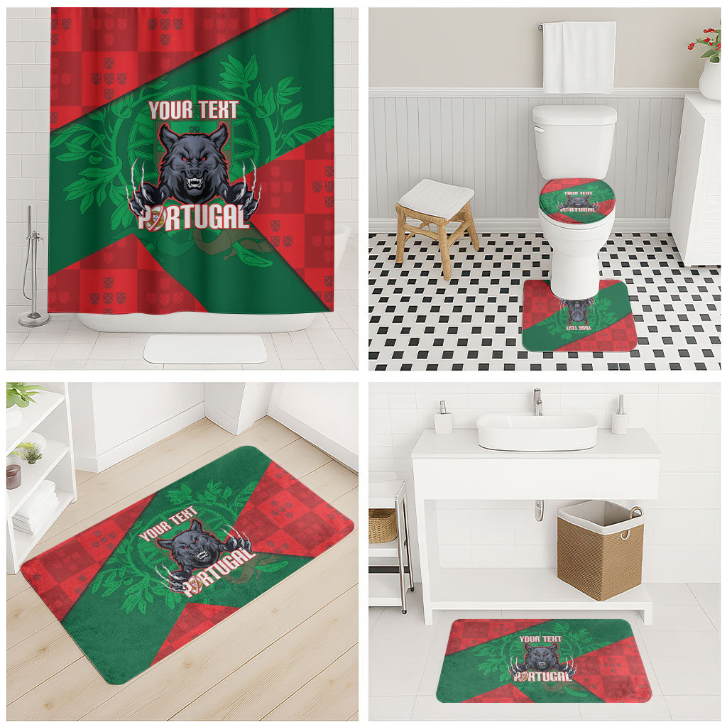 Custom Portugal Rugby 2026 Bathroom Set Os Lobos Wolf Mascot