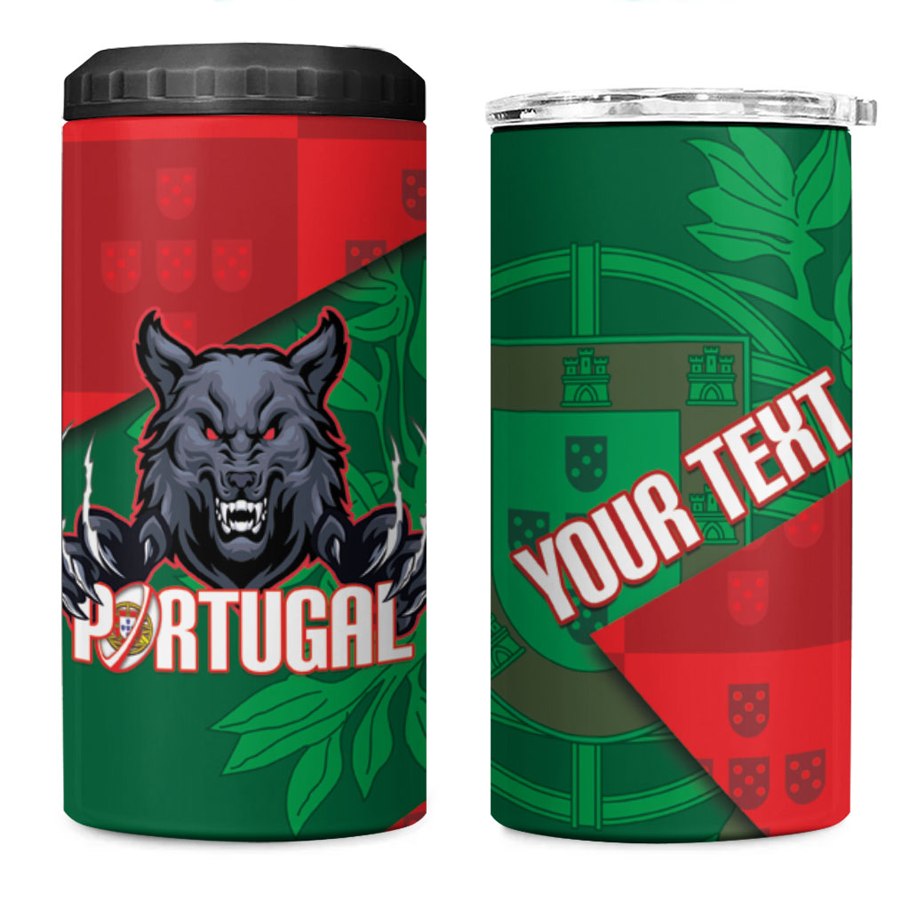 Custom Portugal Rugby 2026 4 in 1 Can Cooler Tumbler Os Lobos Wolf Mascot