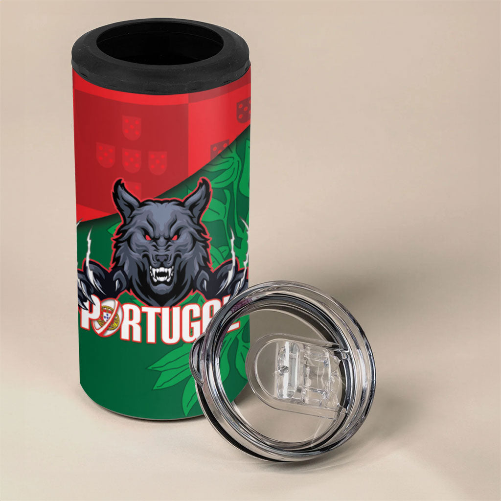 Custom Portugal Rugby 2026 4 in 1 Can Cooler Tumbler Os Lobos Wolf Mascot