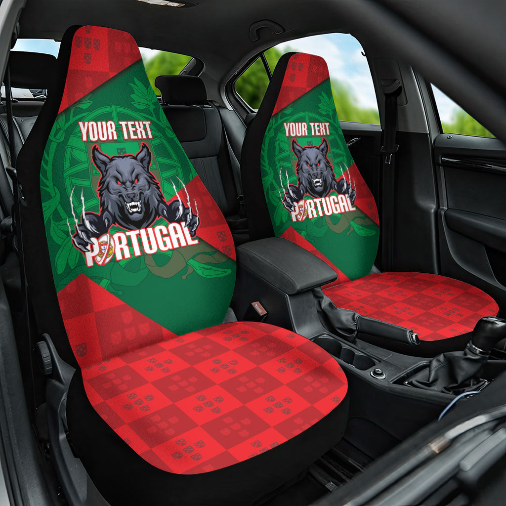 Custom Portugal Rugby 2026 Car Seat Cover Os Lobos Wolf Mascot