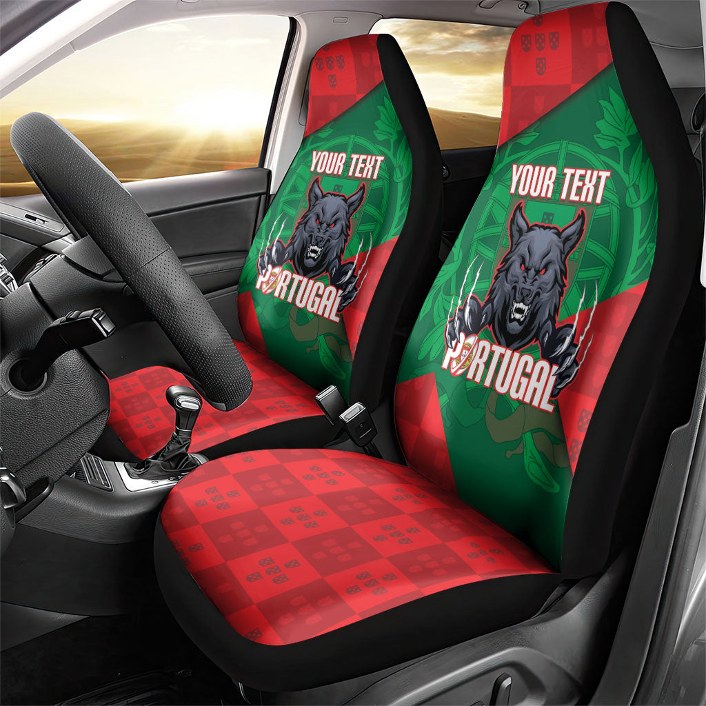 Custom Portugal Rugby 2026 Car Seat Cover Os Lobos Wolf Mascot