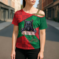 Custom Portugal Rugby 2026 Cross Shoulder Shirt Os Lobos Wolf Mascot