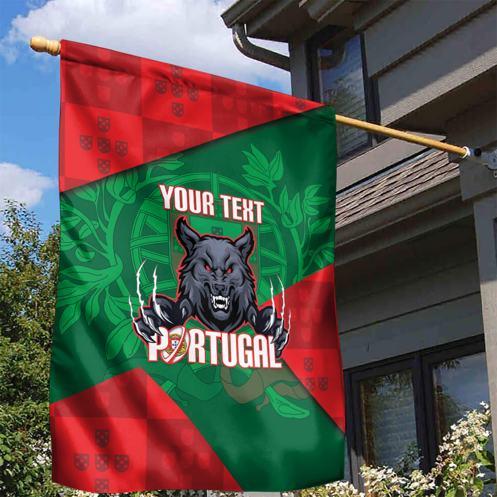 Custom Portugal Rugby 2026 Garden Flag Os Lobos Wolf Mascot