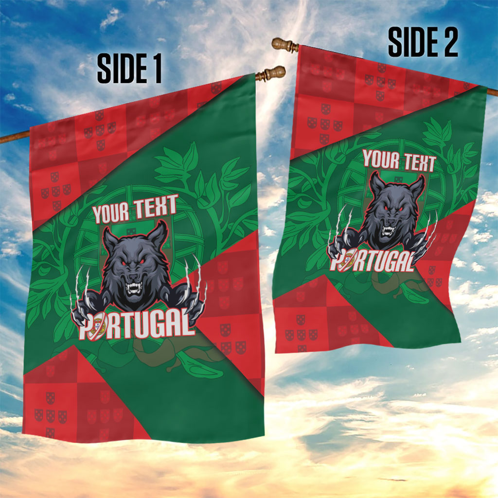 Custom Portugal Rugby 2026 Garden Flag Os Lobos Wolf Mascot