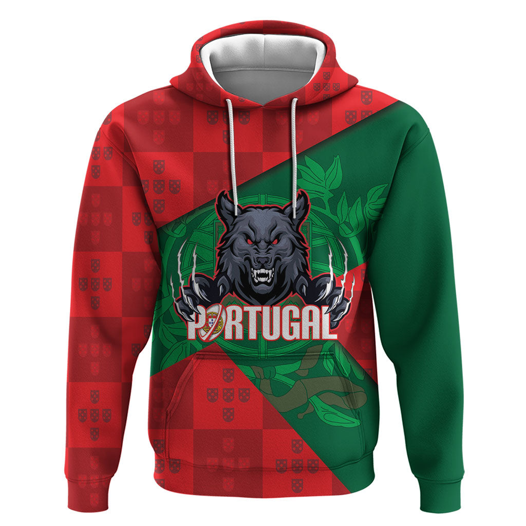Custom Portugal Rugby 2026 Hoodie Os Lobos Wolf Mascot