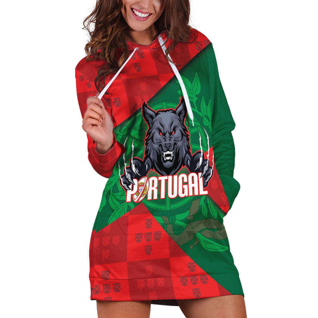 Custom Portugal Rugby 2026 Hoodie Dress Os Lobos Wolf Mascot