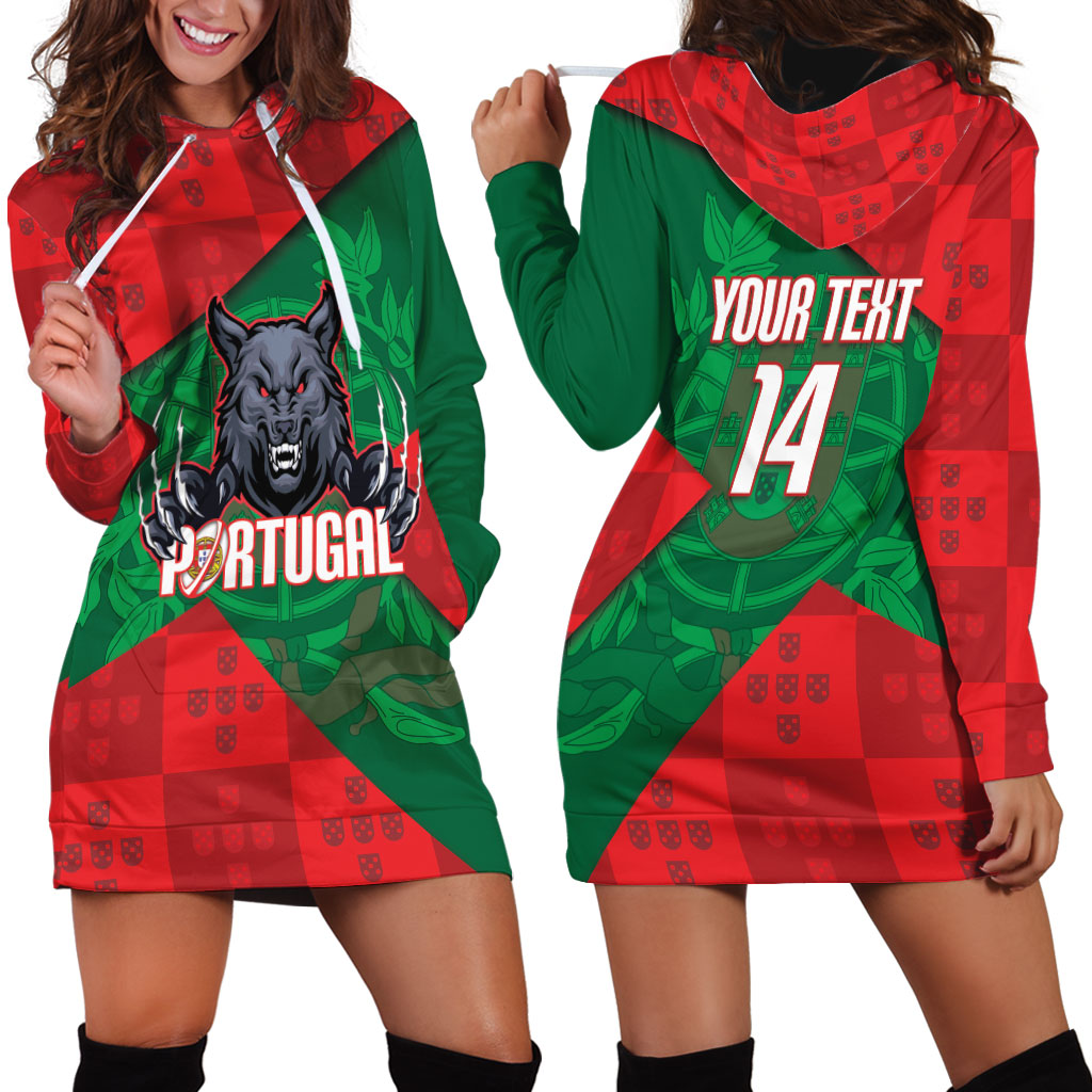 Custom Portugal Rugby 2026 Hoodie Dress Os Lobos Wolf Mascot