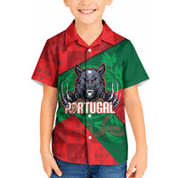 Custom Portugal Rugby 2026 Kid Hawaiian Shirt Os Lobos Wolf Mascot