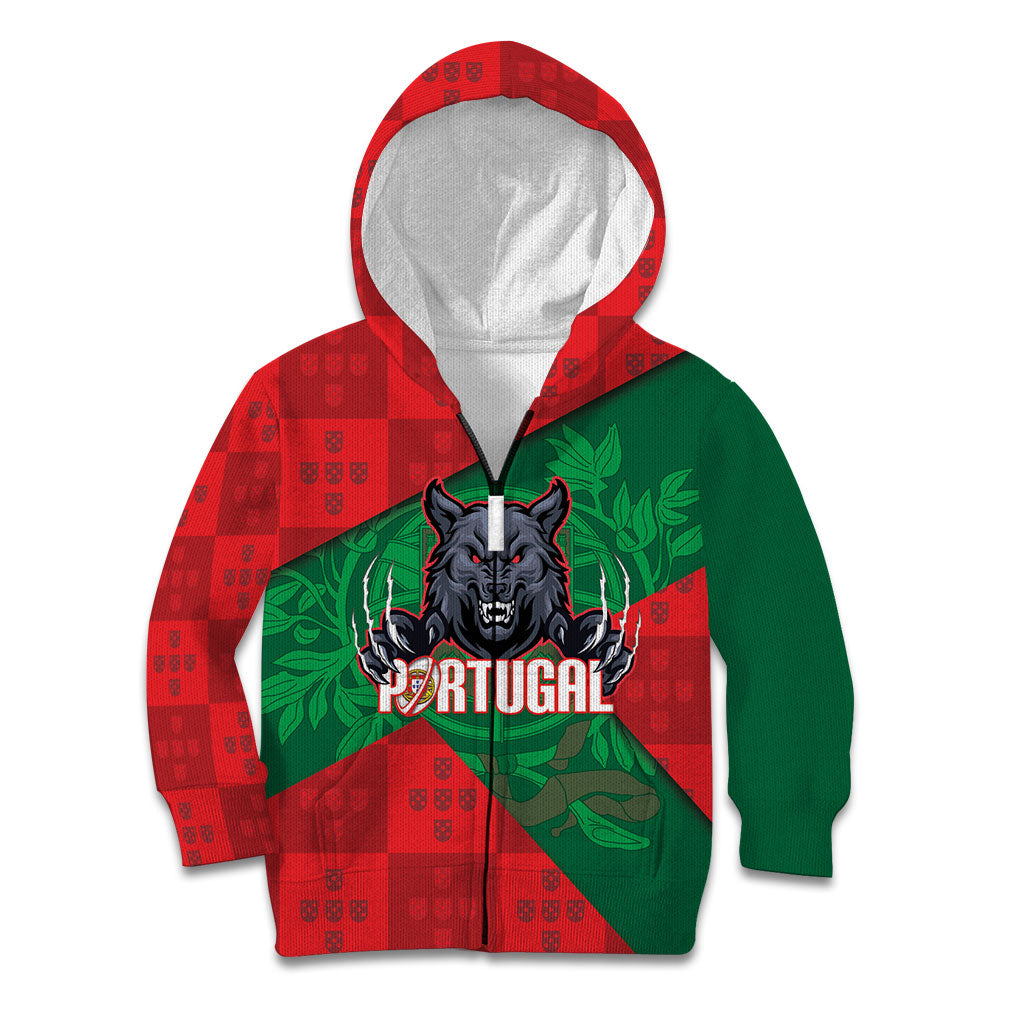 Custom Portugal Rugby 2026 Kid Hoodie Os Lobos Wolf Mascot