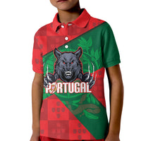 Custom Portugal Rugby 2026 Kid Polo Shirt Os Lobos Wolf Mascot