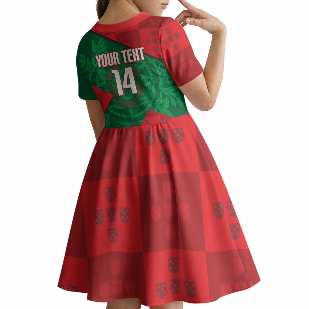 Custom Portugal Rugby 2026 Kid Short Sleeve Dress Os Lobos Wolf Mascot