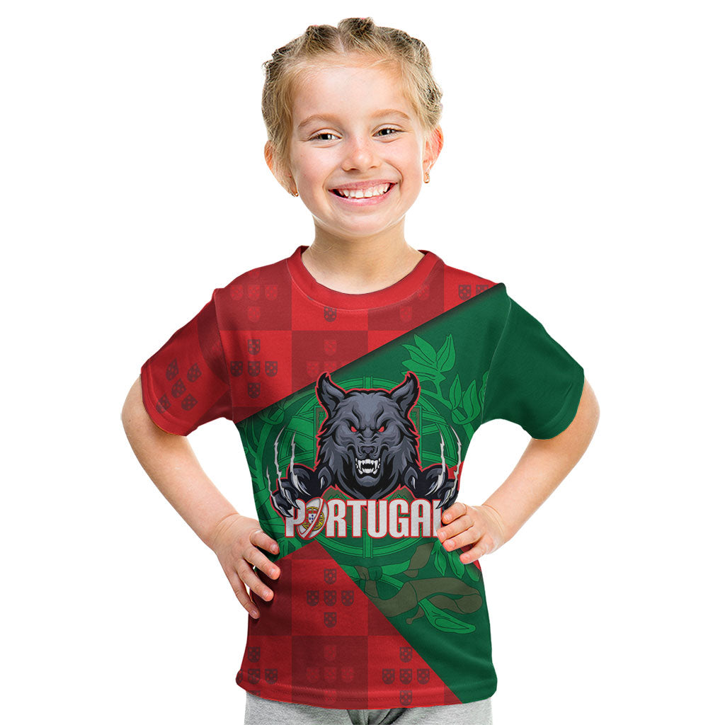 Custom Portugal Rugby 2026 Kid T Shirt Os Lobos Wolf Mascot