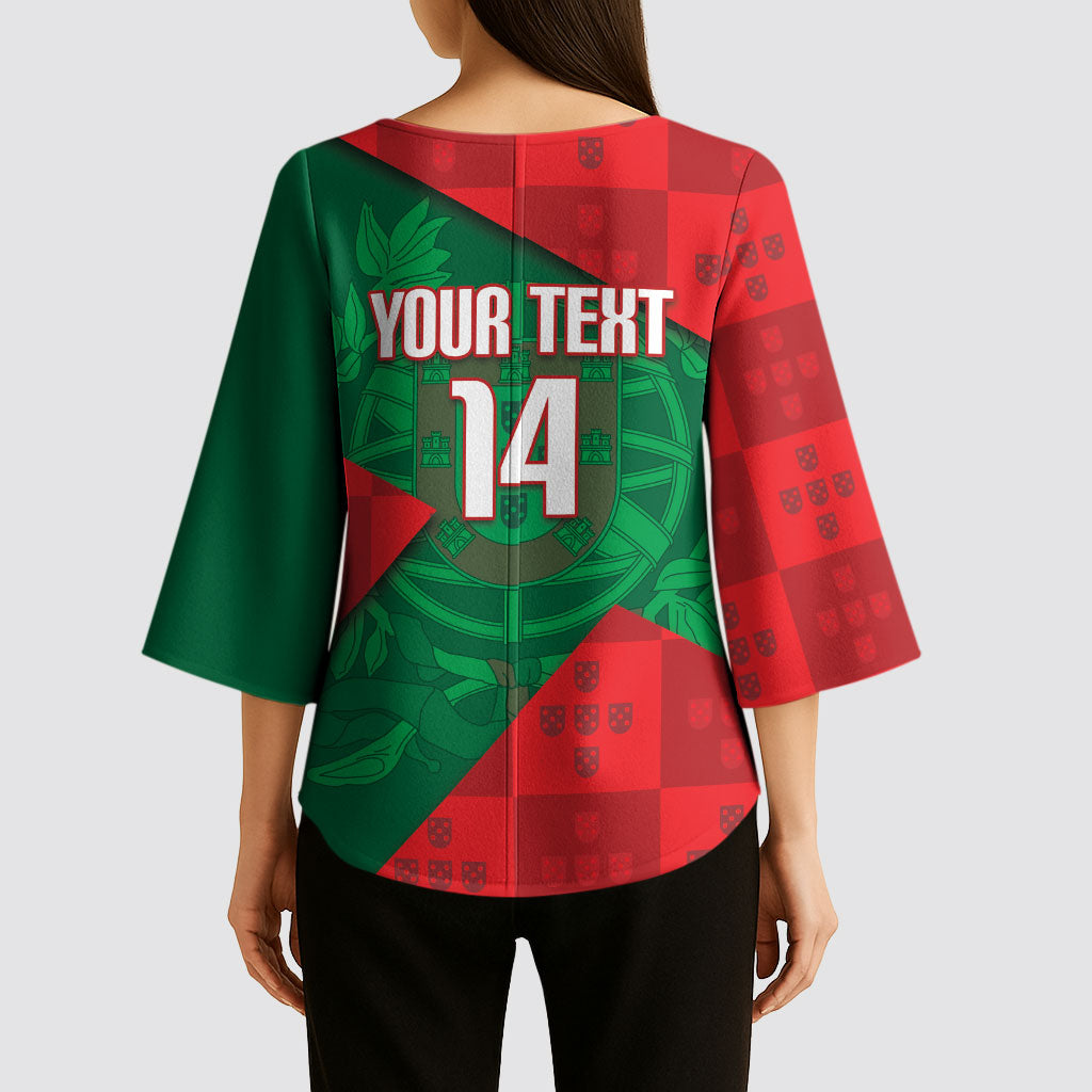 Custom Portugal Rugby 2026 Kimono Sleeve Blouse Os Lobos Wolf Mascot