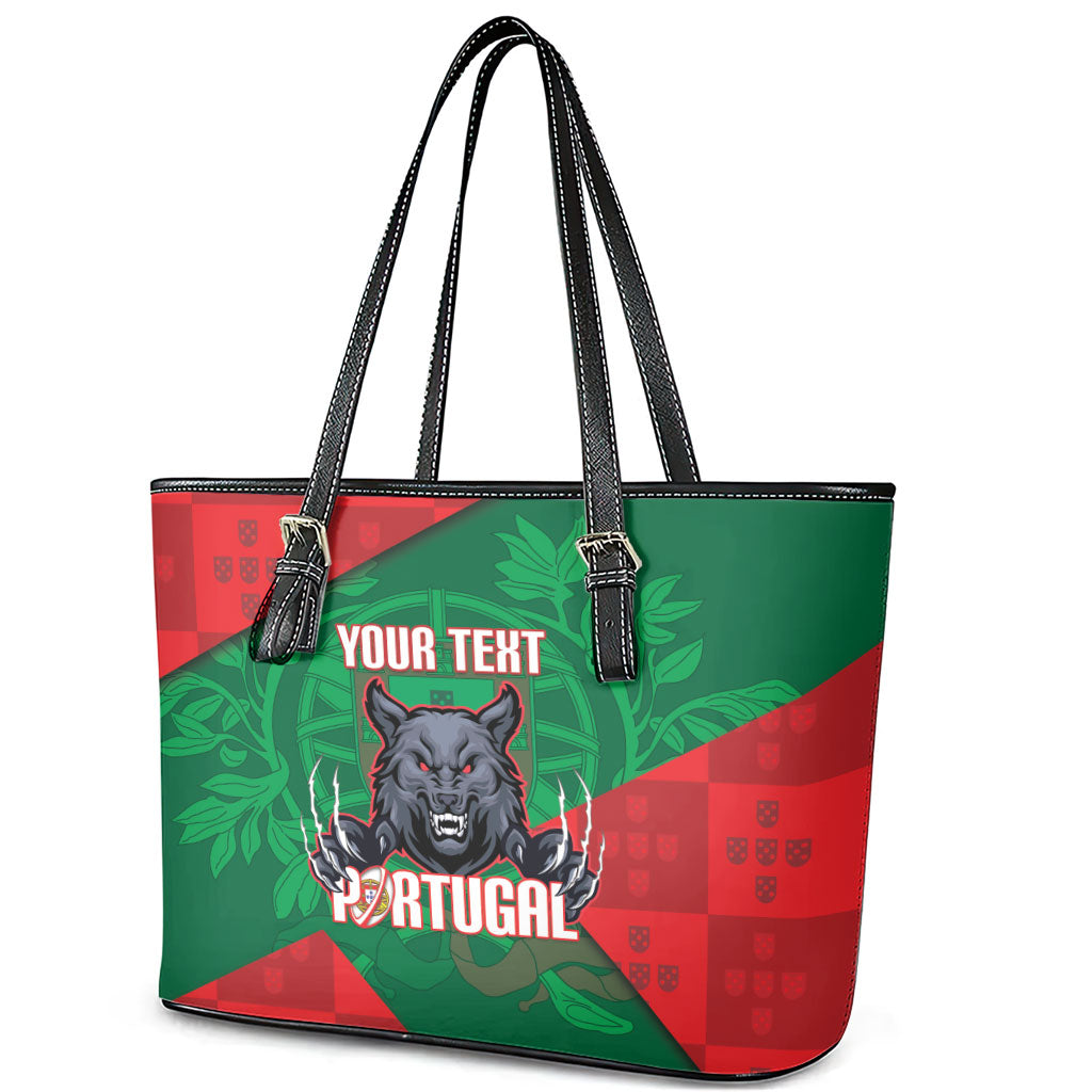 Custom Portugal Rugby 2026 Leather Tote Bag Os Lobos Wolf Mascot