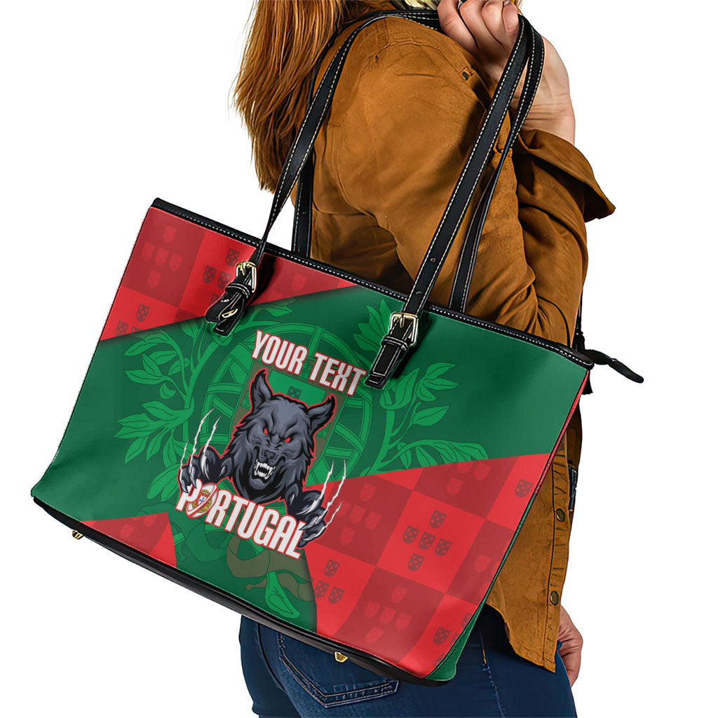 Custom Portugal Rugby 2026 Leather Tote Bag Os Lobos Wolf Mascot