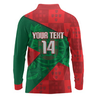 Custom Portugal Rugby 2026 Long Sleeve Polo Shirt Os Lobos Wolf Mascot