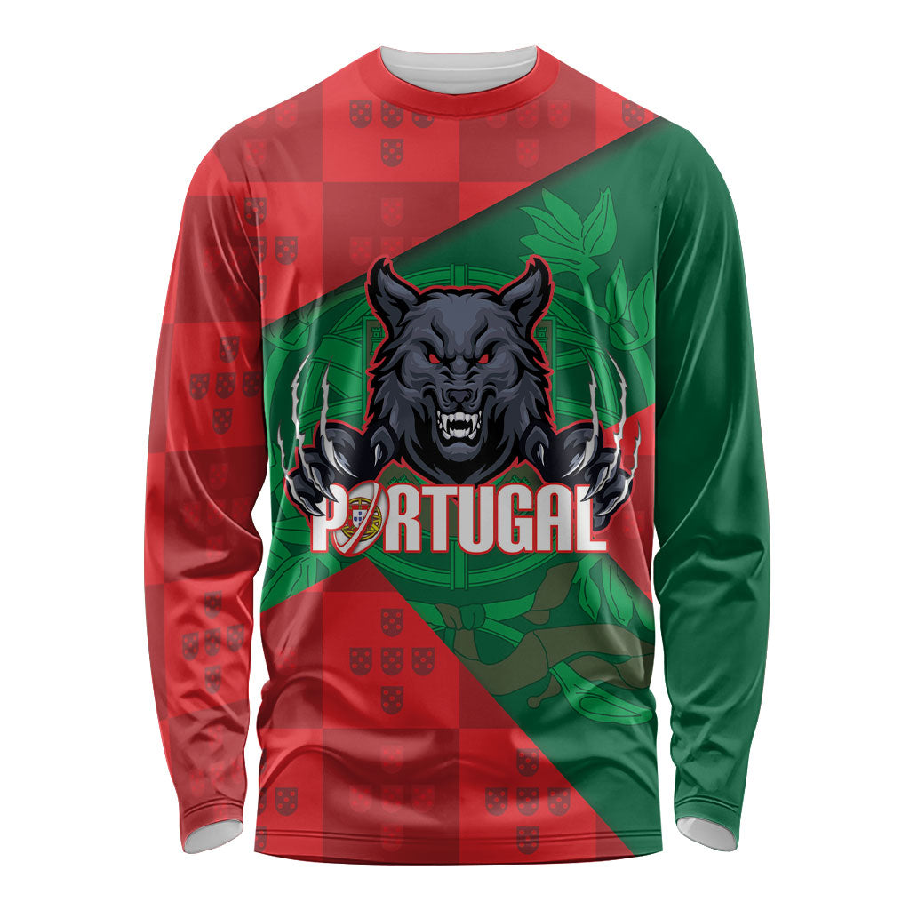 Custom Portugal Rugby 2026 Long Sleeve Shirt Os Lobos Wolf Mascot