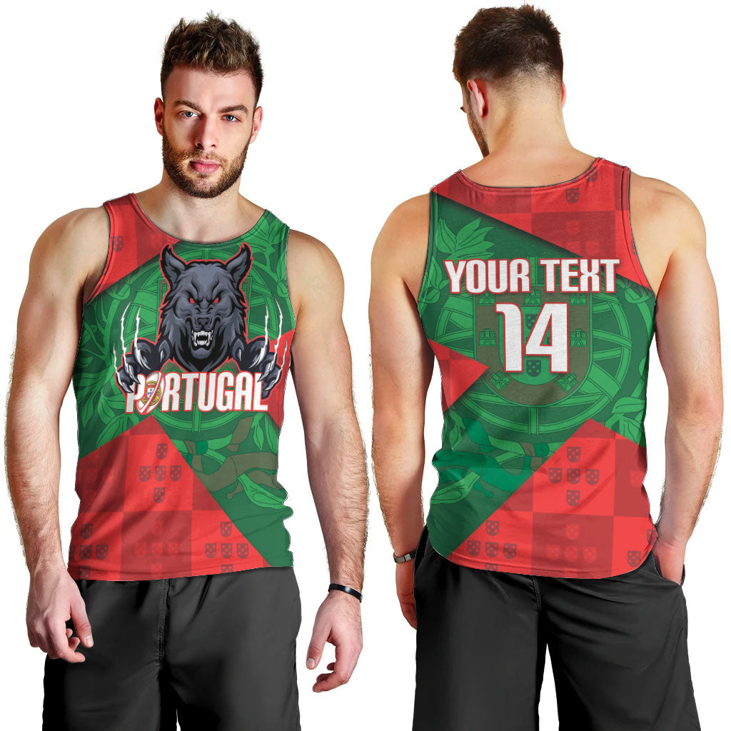 Custom Portugal Rugby 2026 Men Tank Top Os Lobos Wolf Mascot