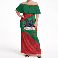 Custom Portugal Rugby 2026 Off Shoulder Maxi Dress Os Lobos Wolf Mascot