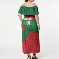 Custom Portugal Rugby 2026 Off Shoulder Maxi Dress Os Lobos Wolf Mascot