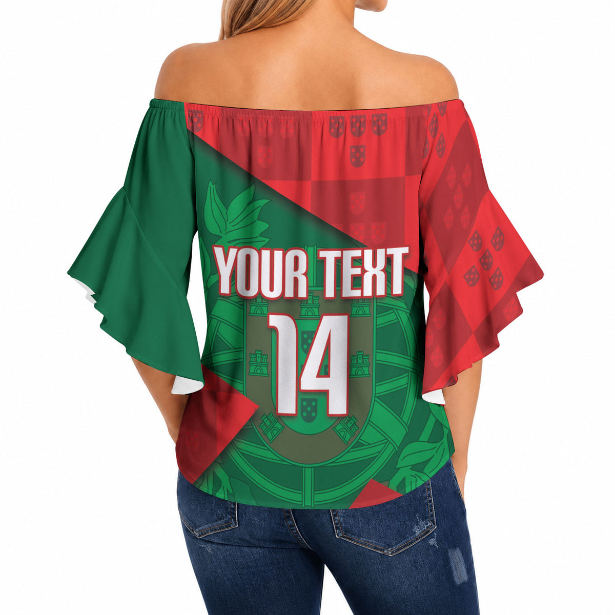 Custom Portugal Rugby 2026 Off Shoulder Wrap Waist Top Os Lobos Wolf Mascot