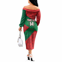 Custom Portugal Rugby 2026 Off The Shoulder Long Sleeve Dress Os Lobos Wolf Mascot