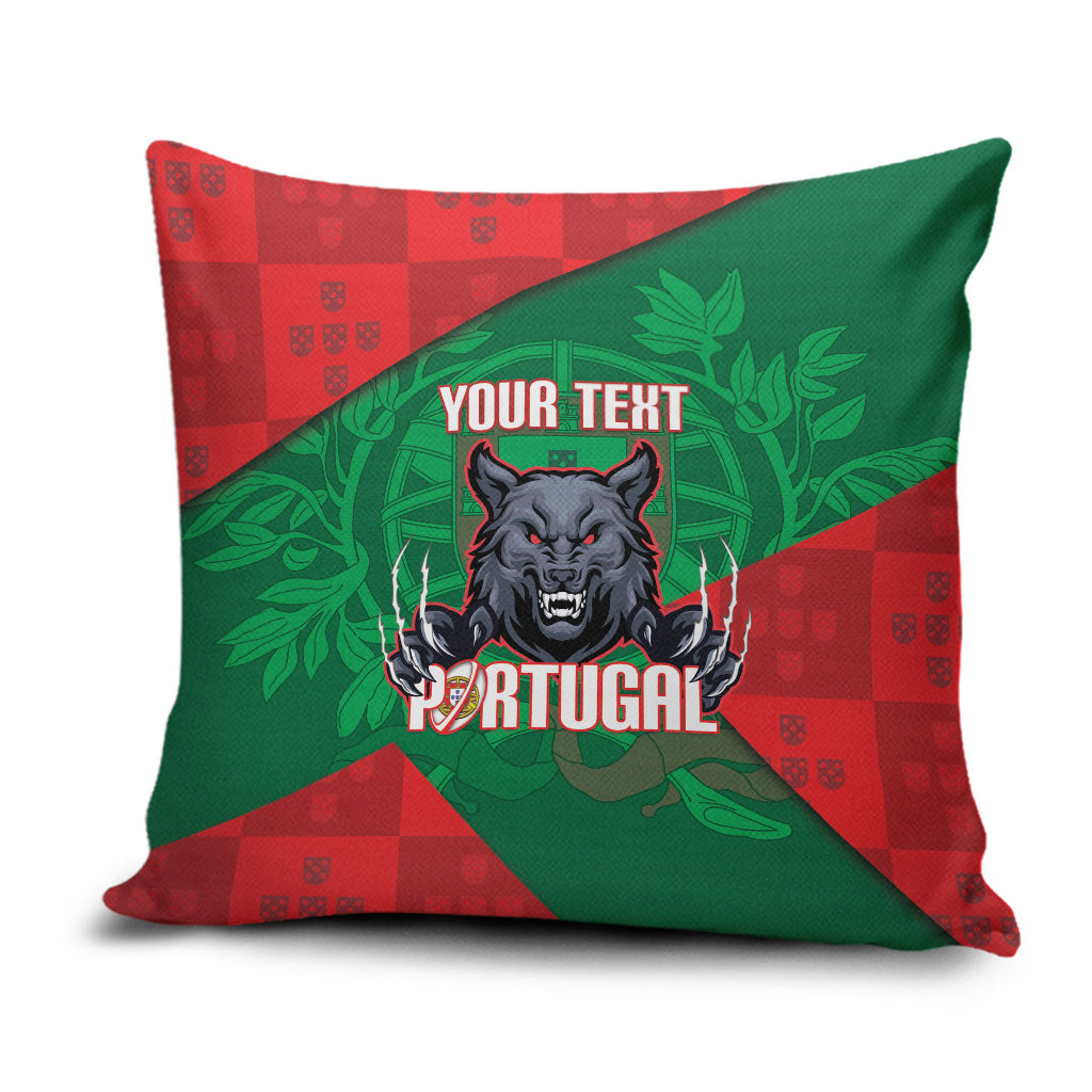 Custom Portugal Rugby 2026 Pillow Cover Os Lobos Wolf Mascot