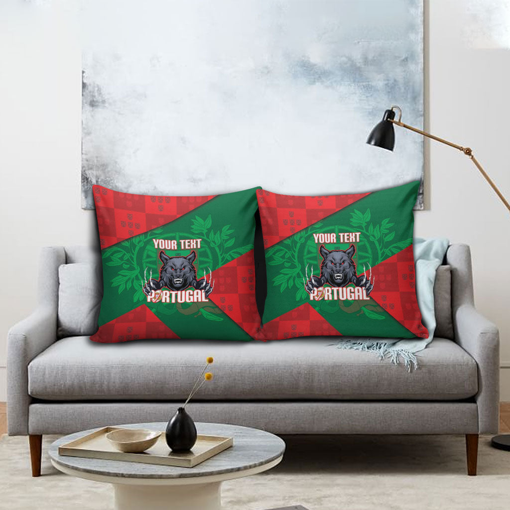 Custom Portugal Rugby 2026 Pillow Cover Os Lobos Wolf Mascot