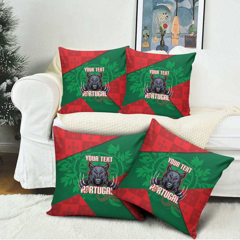 Custom Portugal Rugby 2026 Pillow Cover Os Lobos Wolf Mascot