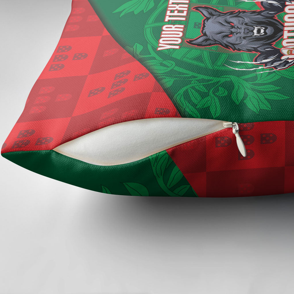 Custom Portugal Rugby 2026 Pillow Cover Os Lobos Wolf Mascot