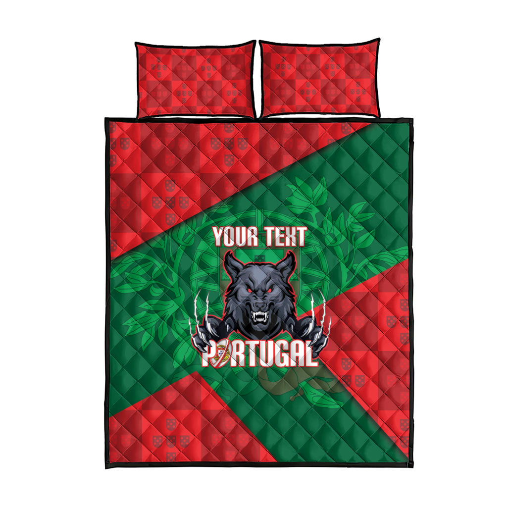 Custom Portugal Rugby 2026 Quilt Bed Set Os Lobos Wolf Mascot